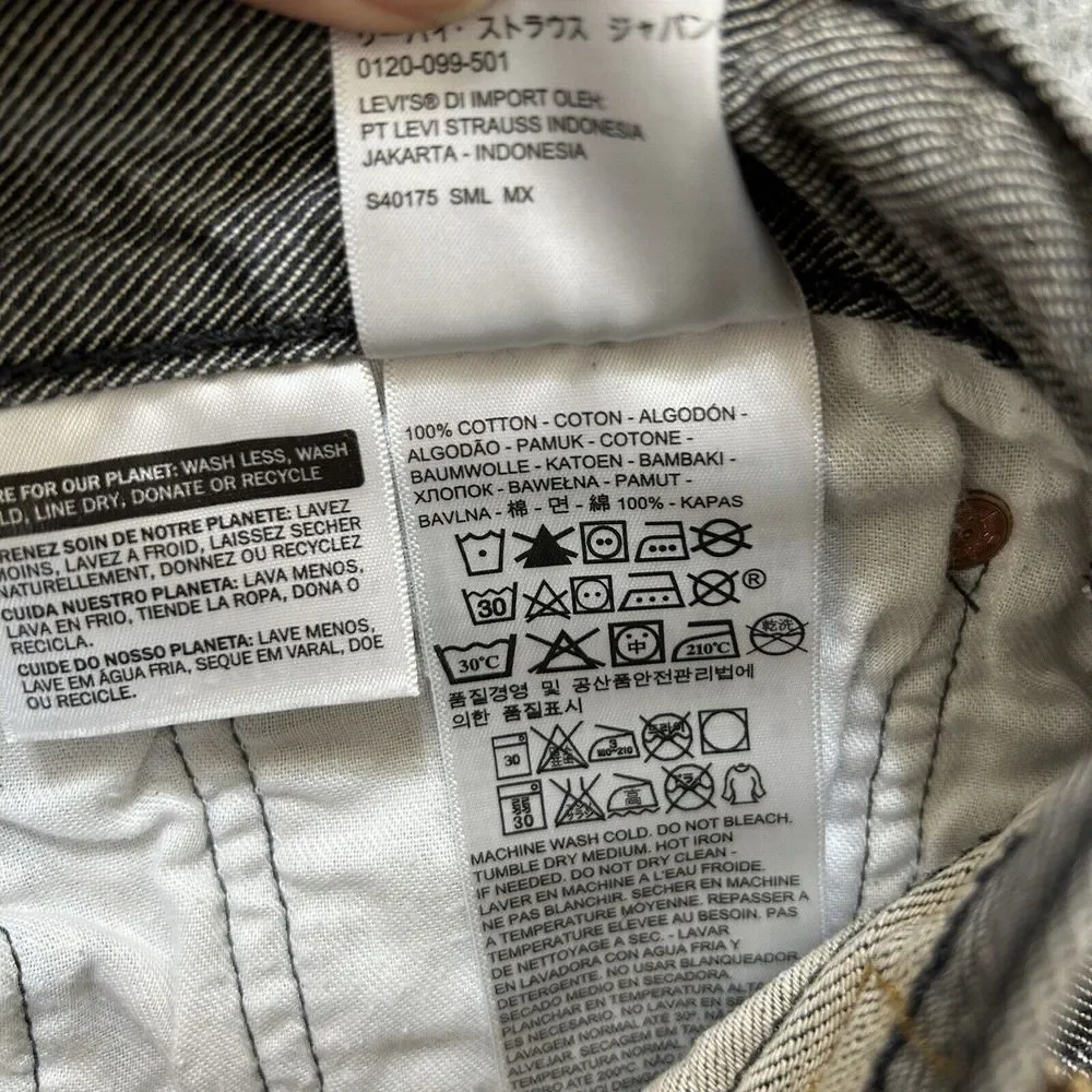 Levis‎ Jeans Mens 32x30* Black White Contrasted 501 XX Button Fly Straight Denim